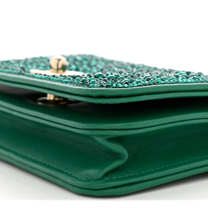 Chanel Lambskin Crystal Diamante Clutch With Chain Green 9 of 10