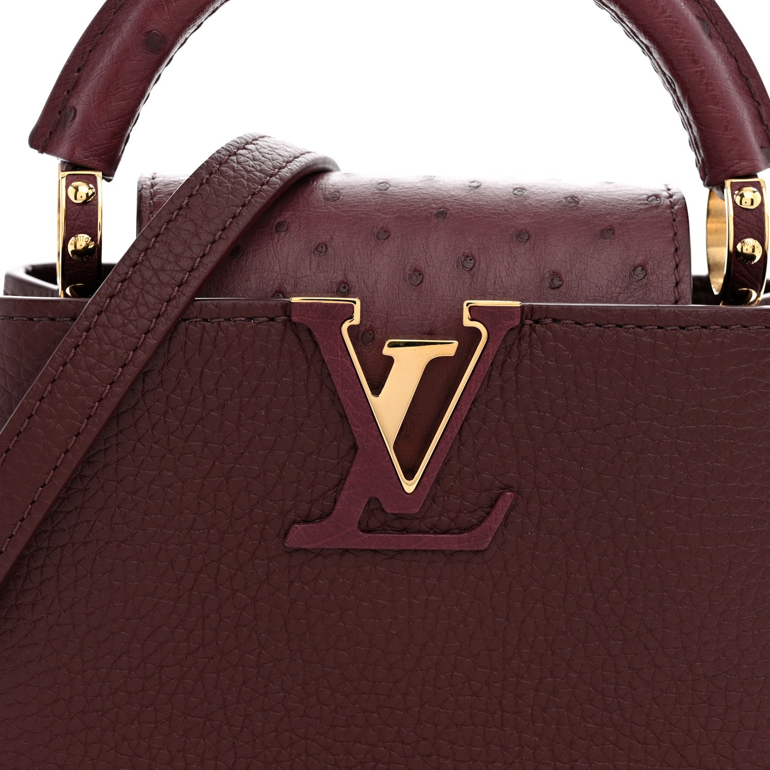 Louis Vuitton Taurillon Ostrich Mini Capucines Bordeaux 7 of 10
