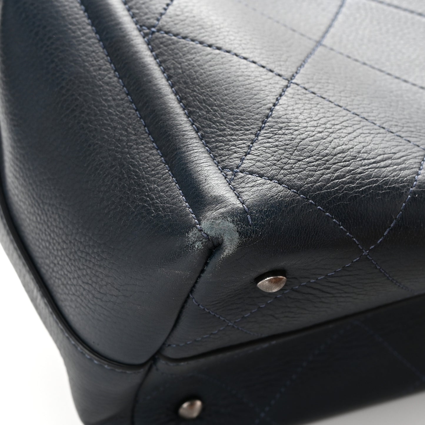 Deerskin Stitched Medium CC Shopping Tote Navy