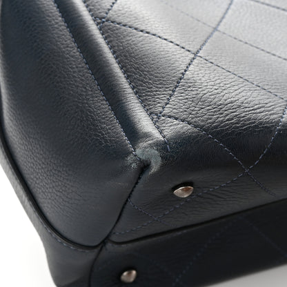 Chanel Deerskin Stitched Medium CC Shopping Tote Navy 12 of 24