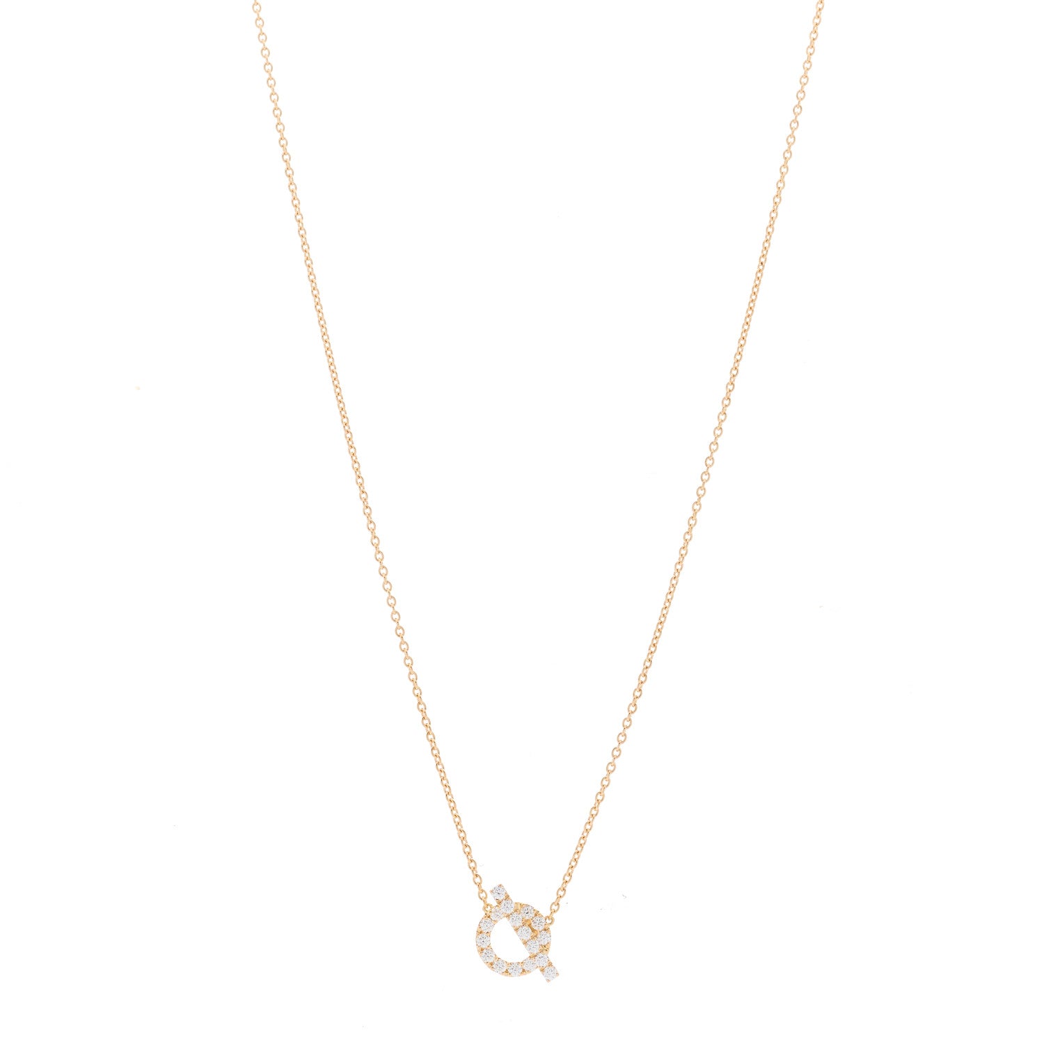 Hermes 18K Rose Gold Diamond Finesse Pendant Necklace 1 of 4