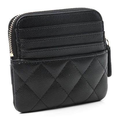 Chanel Caviar Quilted Zip Card Holder Wallet Black 3 of 7