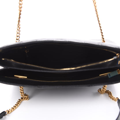 Saint Laurent Grain De Poudre Matelasse Chevron Medium Tribeca Shopping Bag Black 4 of 9