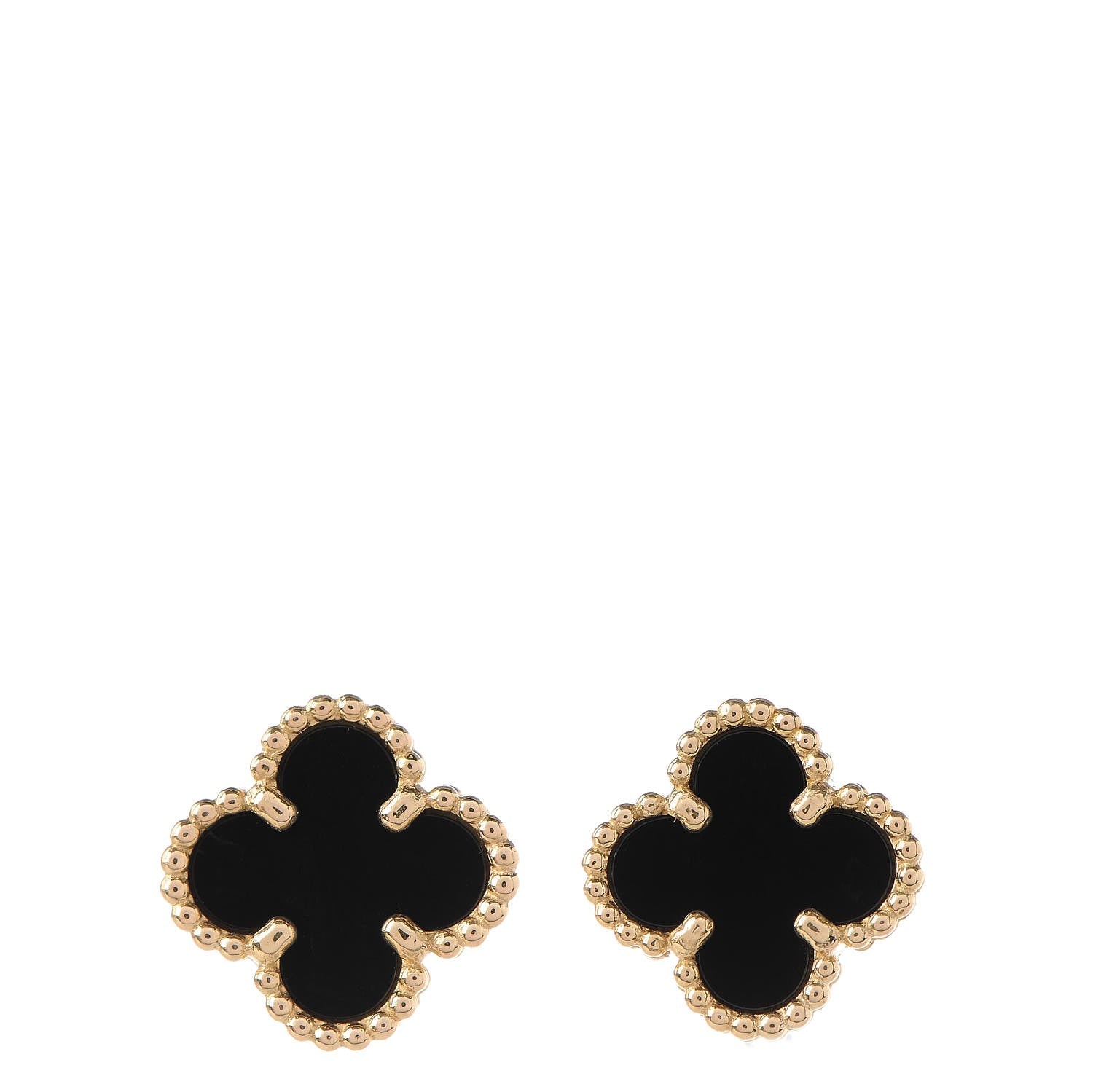 Van Cleef & Arpels 18K Yellow Gold Black Onyx Sweet Alhambra Earrings 1 of 8