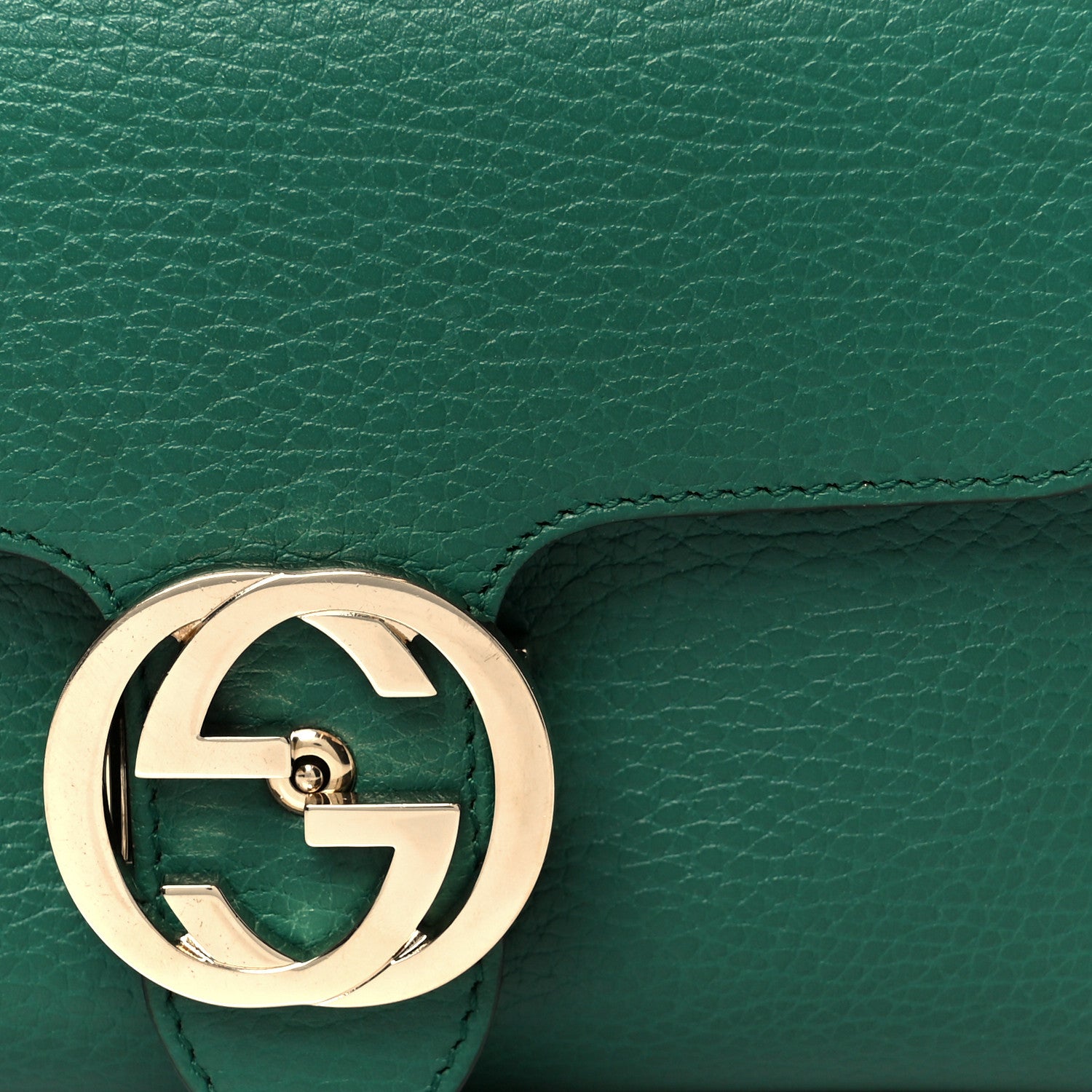 Gucci Dollar Calfskin Interlocking G Crossbody Bag Emerald 9 of 12