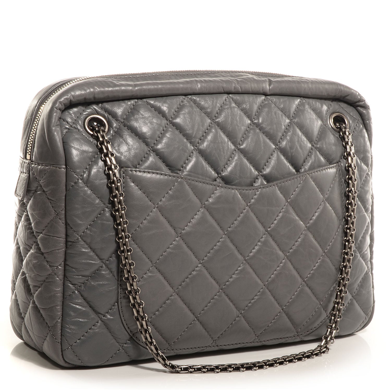 Chanel Aged Calfskin Quilted Large Reissue Camera Case Grey 3 of 7