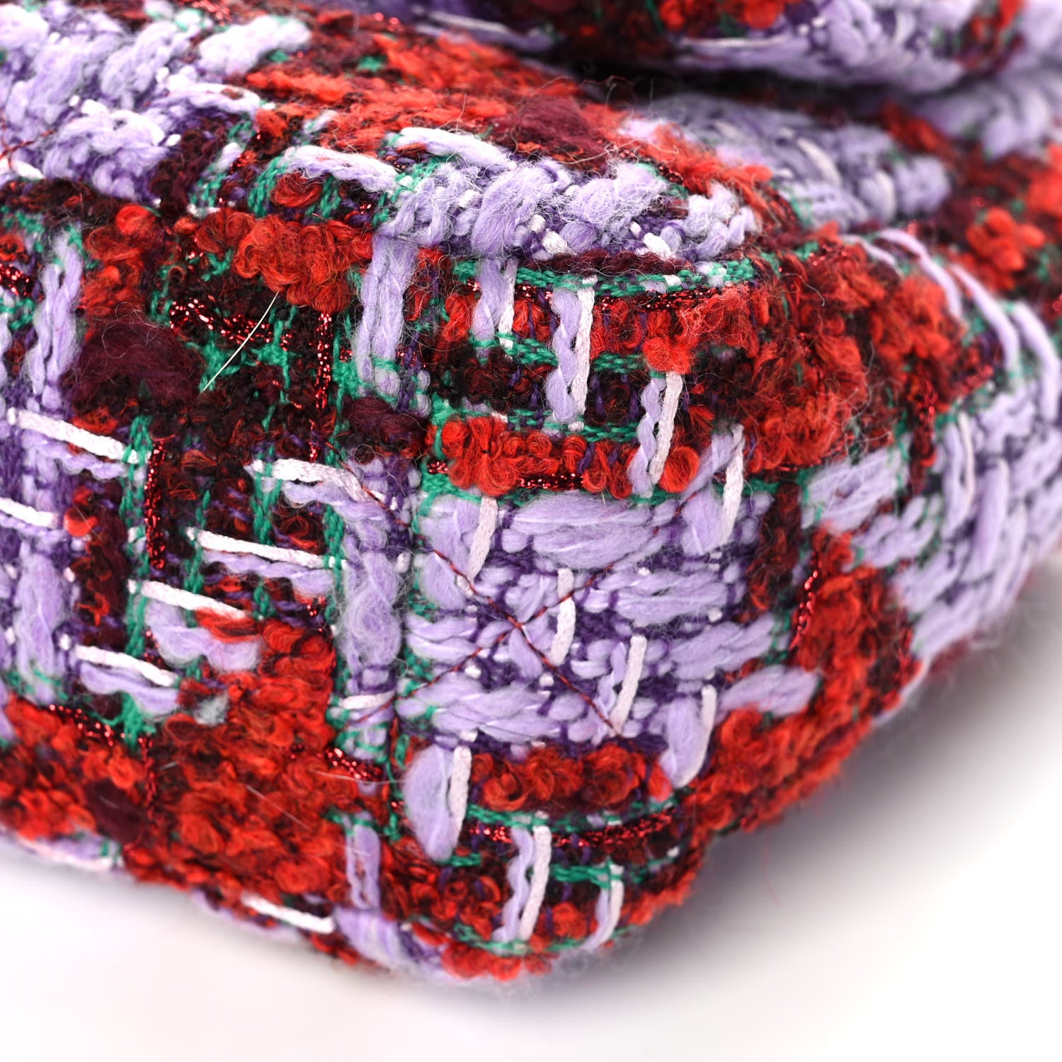 Chanel Tweed Quilted Medium Chanel 19 Flap Red Purple Green 10 of 11