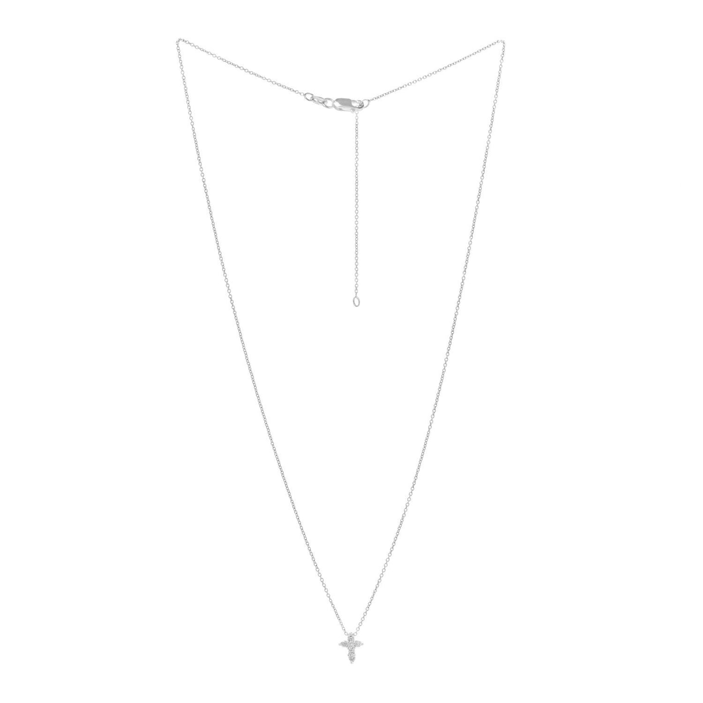 18K White Gold Diamond Tiny Treasures Baby Cross Pendant Necklace