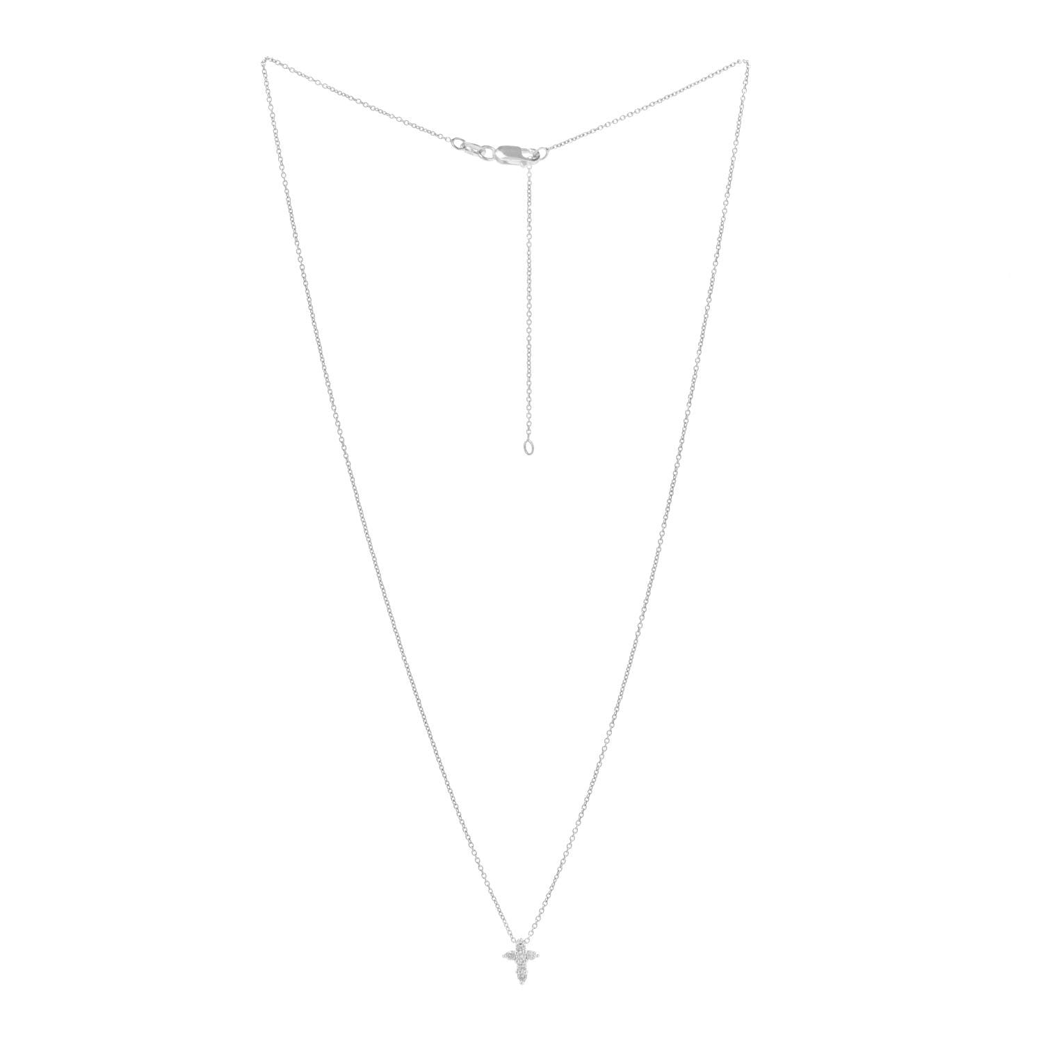 Roberto Coin 18K White Gold Diamond Tiny Treasures Baby Cross Pendant Necklace 3 of 9