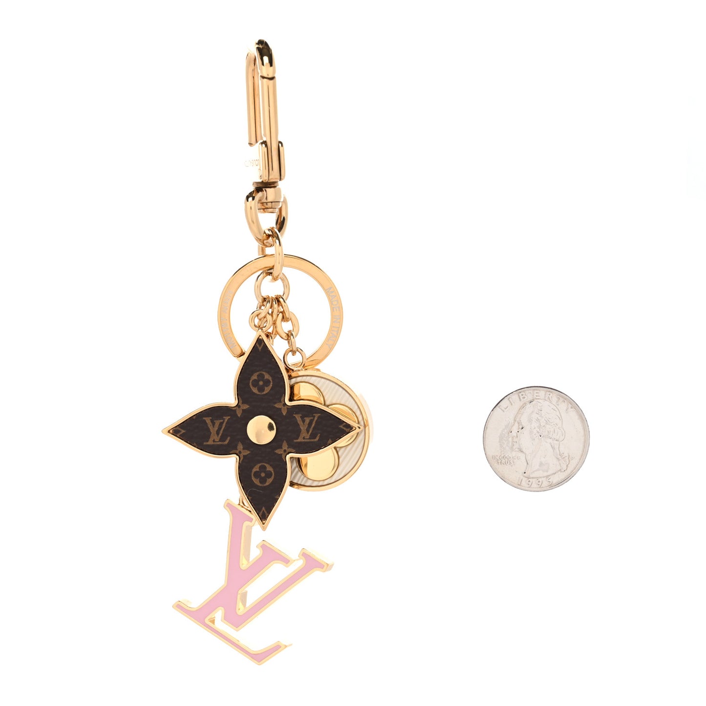 Metal Monogram Epi Spring Street Bag Charm Key Holder Gold