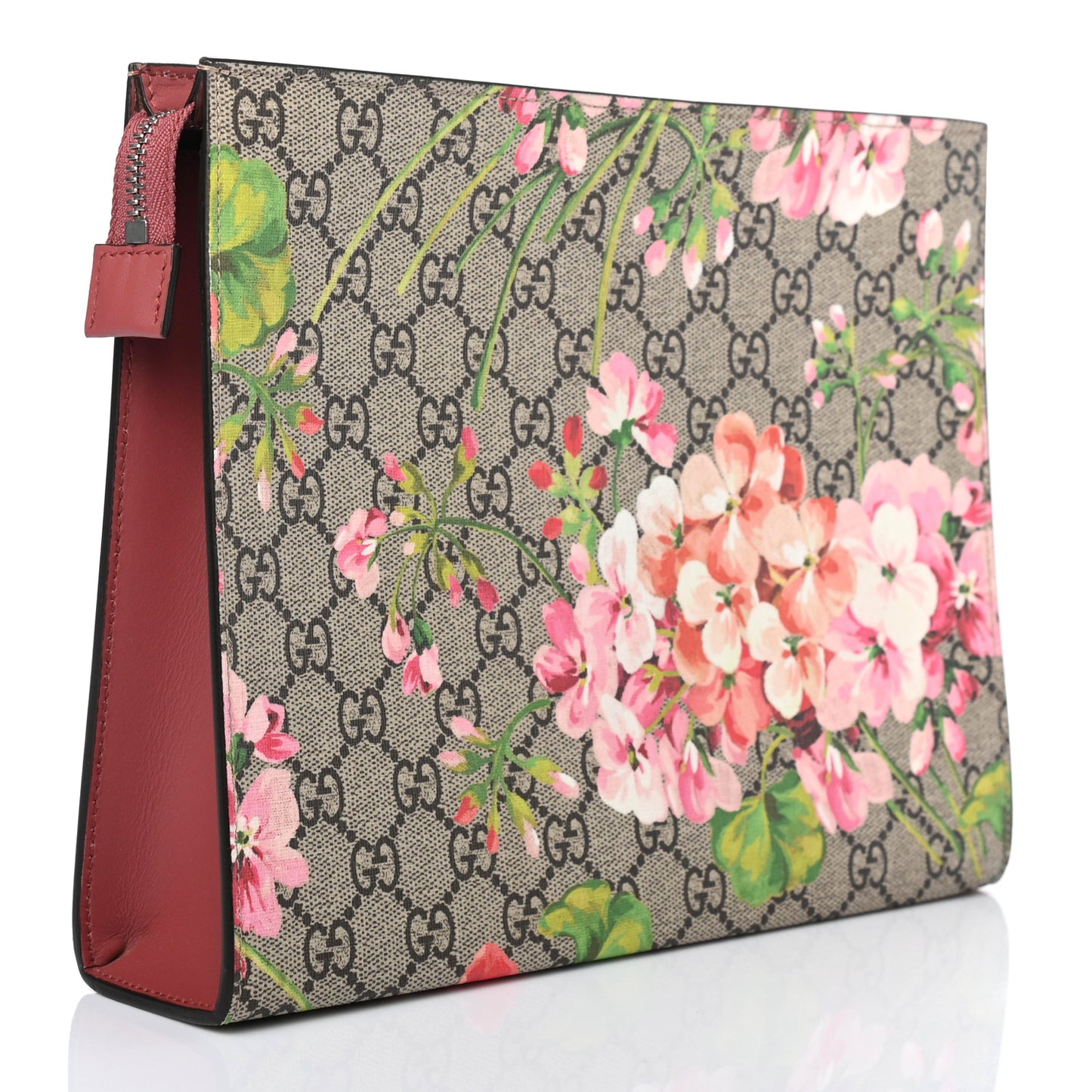GG Supreme Monogram Blooms Large Cosmetic Case Beige Multicolor Dry Rose