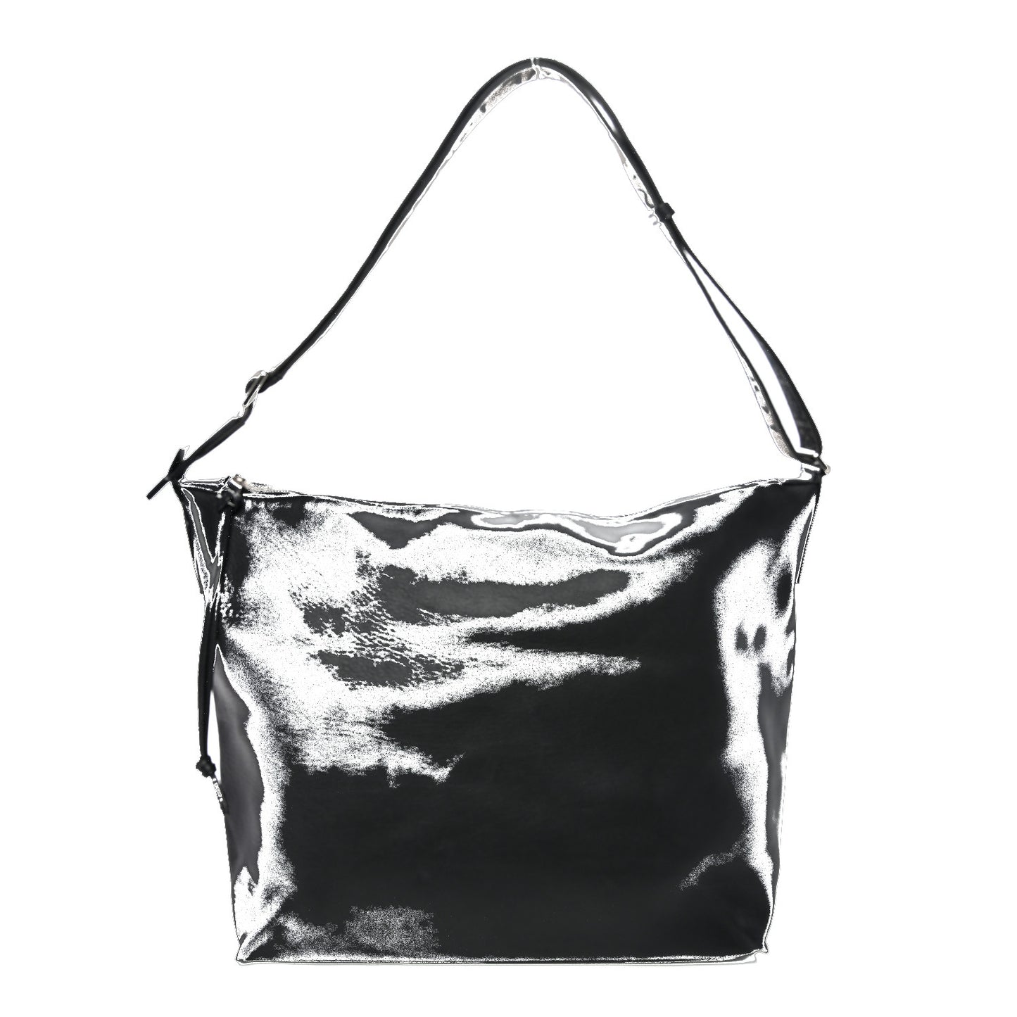 Supple Smooth Calfskin Jacquard Medium Cubi Crossbody Bag Black