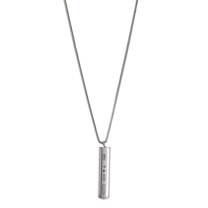 Tiffany Sterling Silver 1837 Bar Pendant Necklace 1 of 7