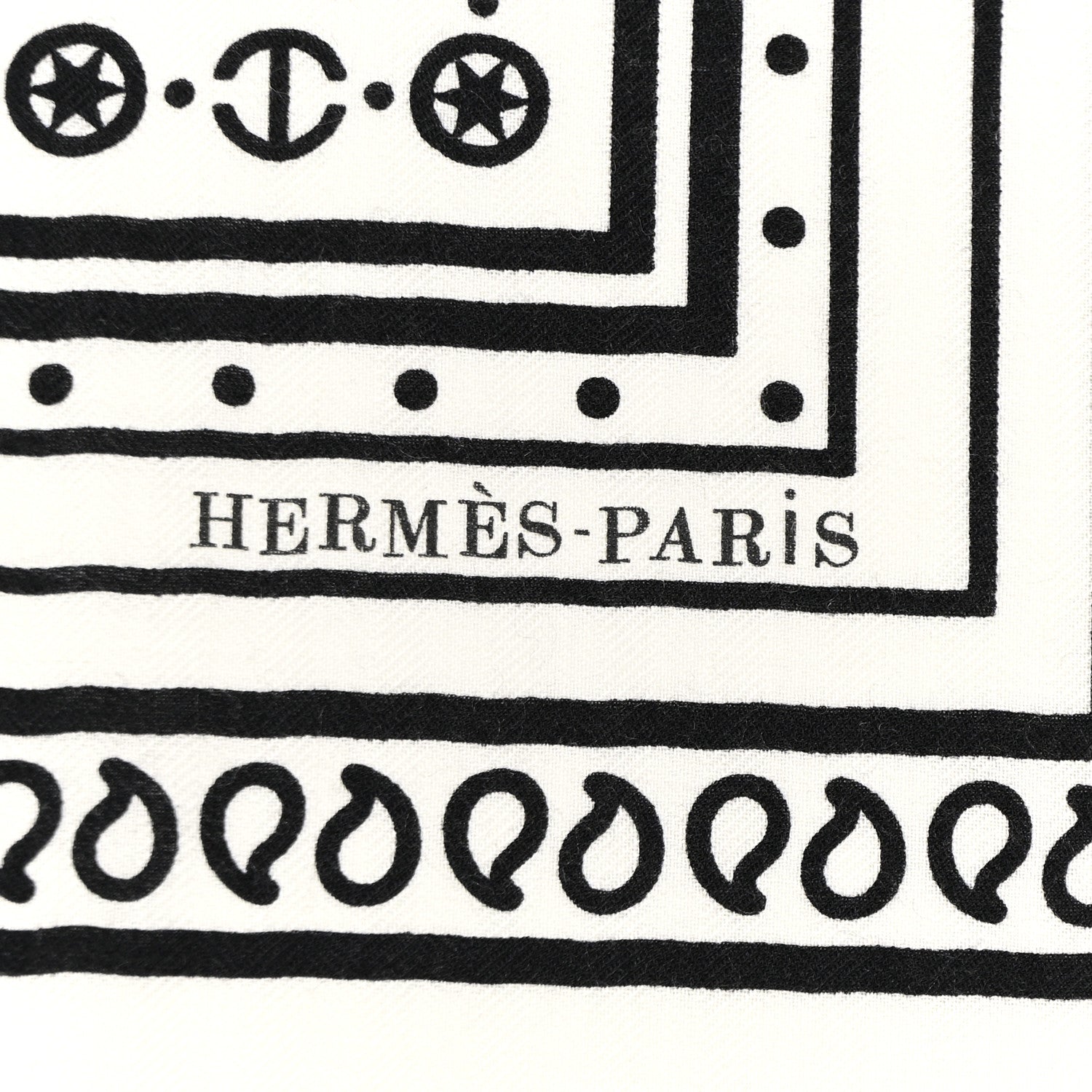Hermes Cashmere Silk Tatouages Marins Bandana Shawl 140 White Black 2 of 5