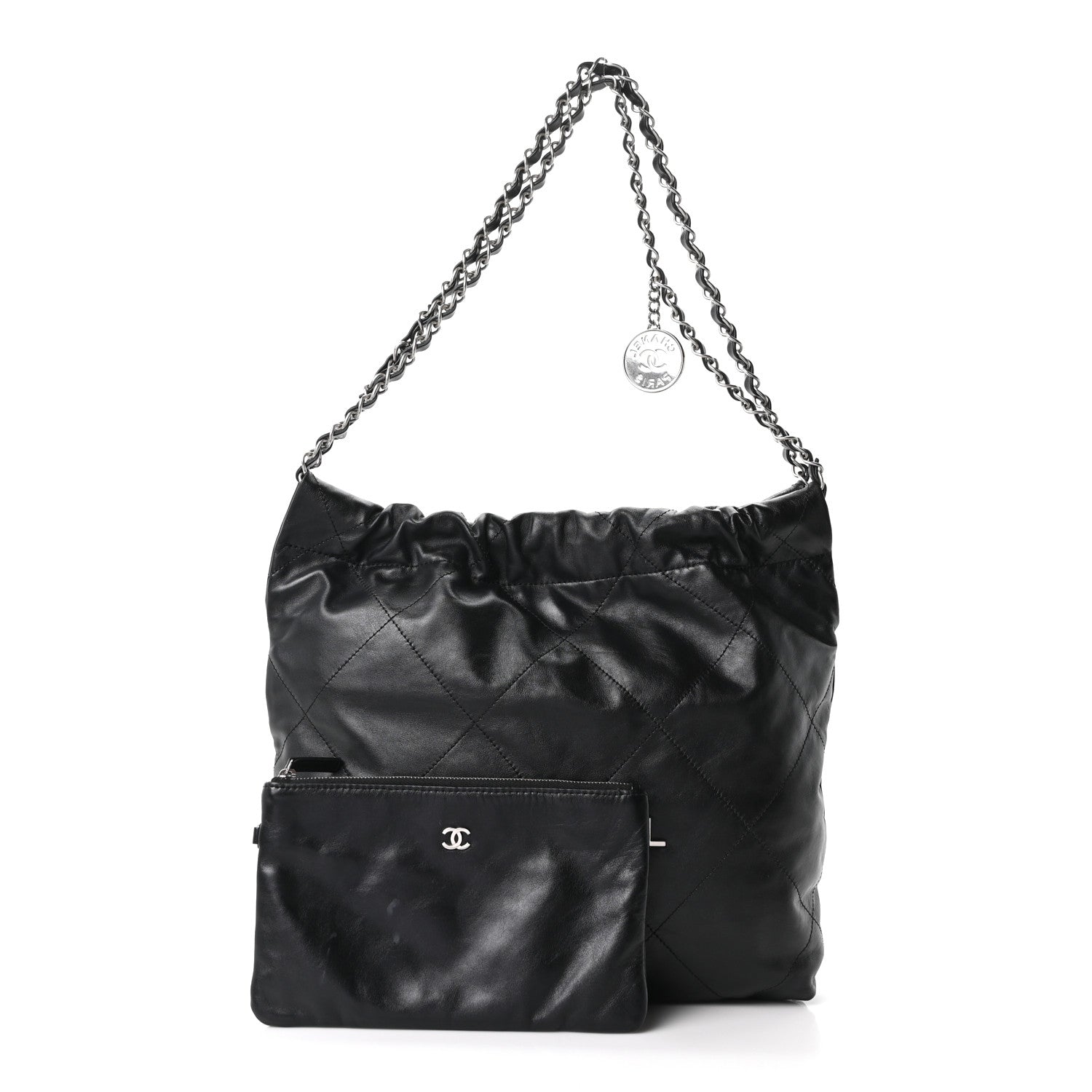Chanel Shiny Calfskin Quilted Small Chanel 22 Black 3 of 11
