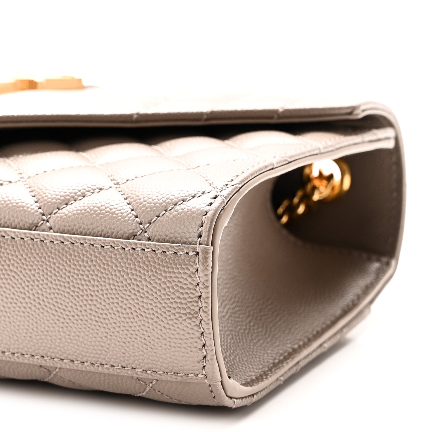 Grain De Poudre Textured Mixed Matelasse Triquilt Small Monogram Satchel Greyish Brown Greyish Brown