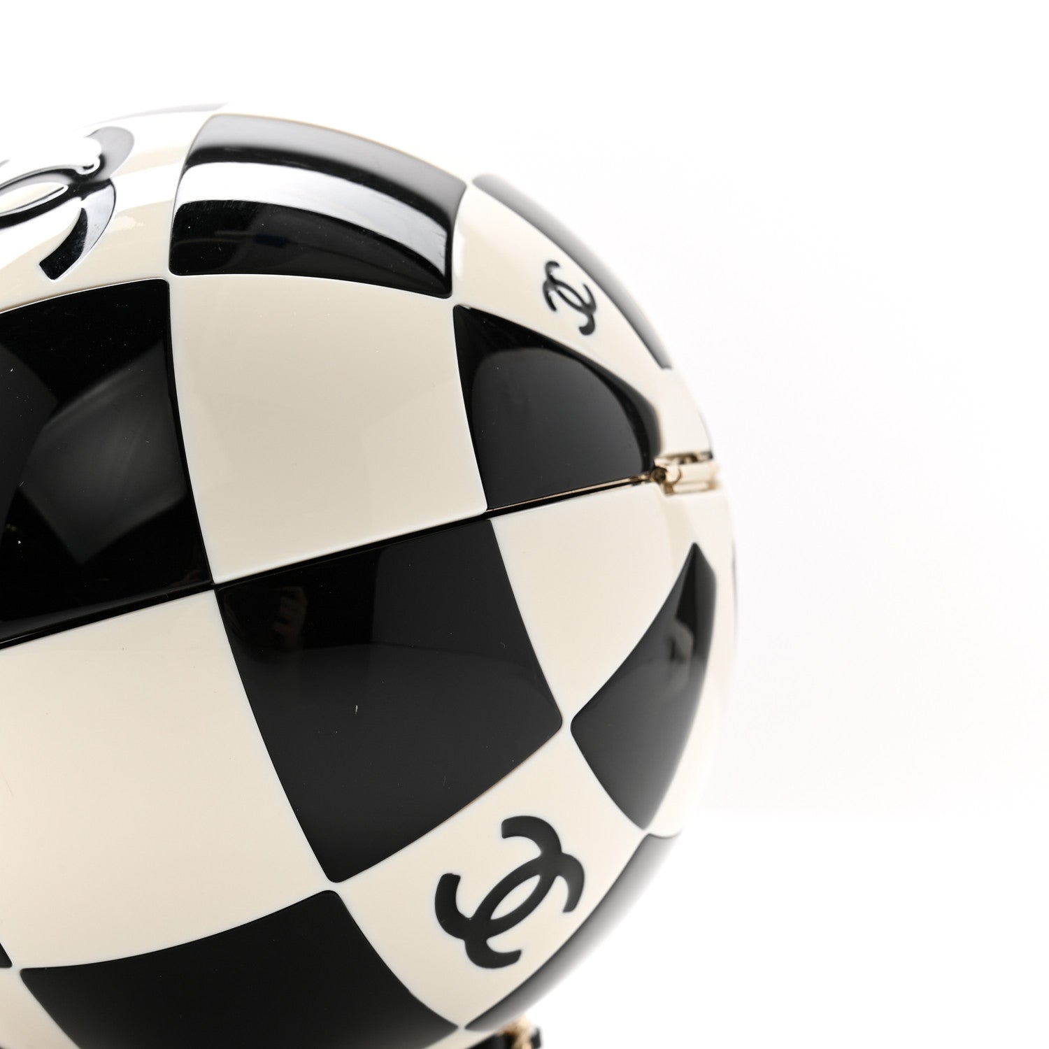 Chanel Resin Enamel CC Round Minaudiere Clutch Black White 9 of 12
