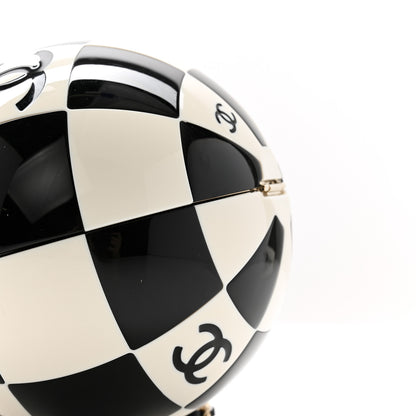 Chanel Resin Enamel CC Round Minaudiere Clutch Black White 9 of 12
