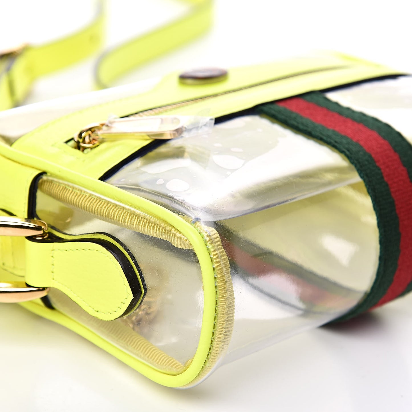 Vinyl Web Mini Ophidia Transparent Shoulder Bag Yellow Fluo
