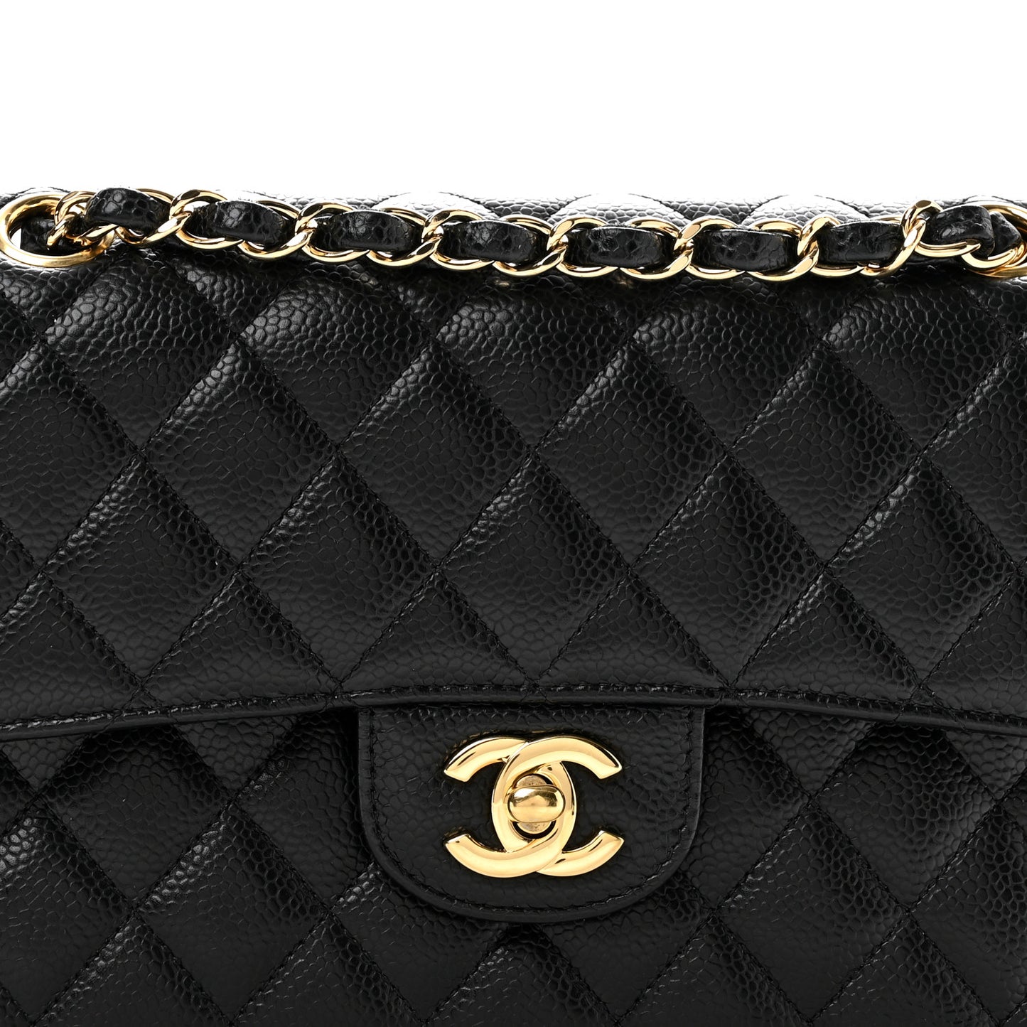 Caviar Quilted Small Double Flap Black