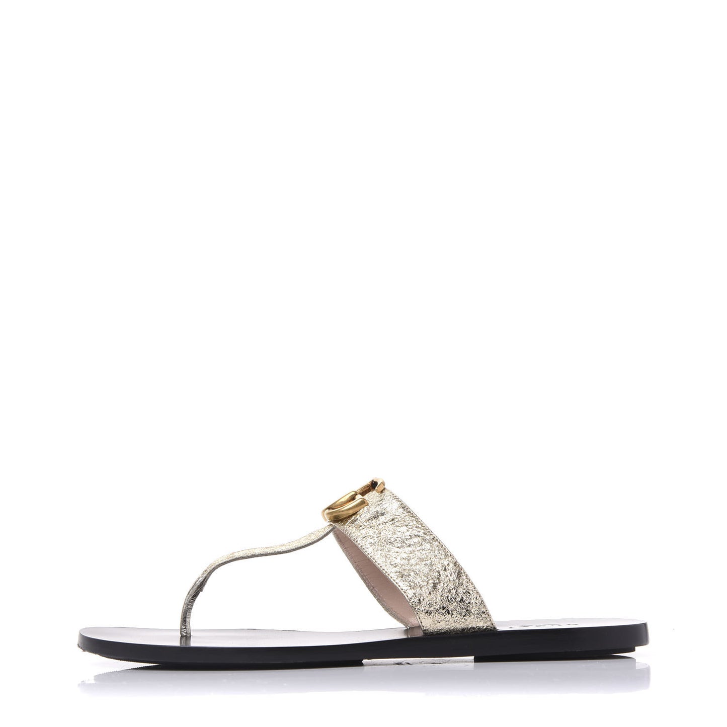 Nappa Silk Galassia GG Marmont Thong Flat Sandals 37 Platino