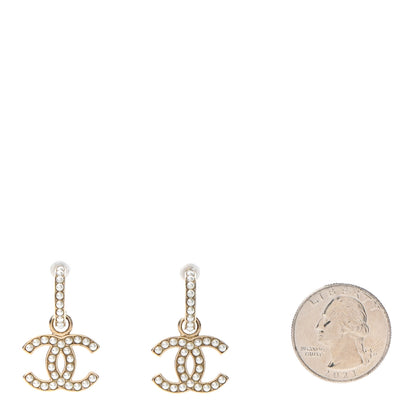 Chanel Pearl CC Hoop Drop Earring Gold 2 of 4
