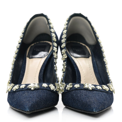 Christian Dior Denim Crystal Garland Pumps 36 Blue Fonce 2 of 9
