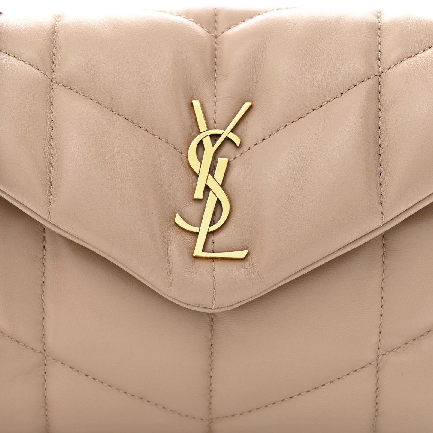 Lambskin Quilted Toy Loulou Puffer Monogram Chain Satchel Dark Beige