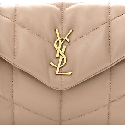 Saint Laurent Lambskin Quilted Toy Loulou Puffer Monogram Chain Satchel Dark Beige 8 of 13