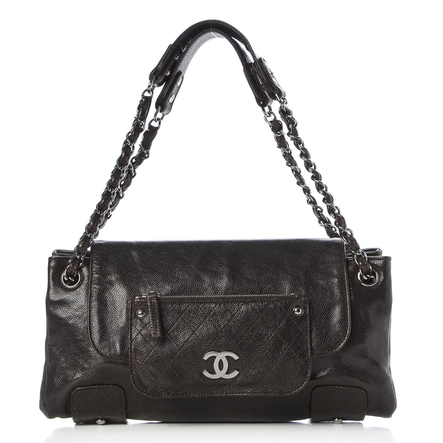 Glazed Caviar Pocket In The City Tote Brown