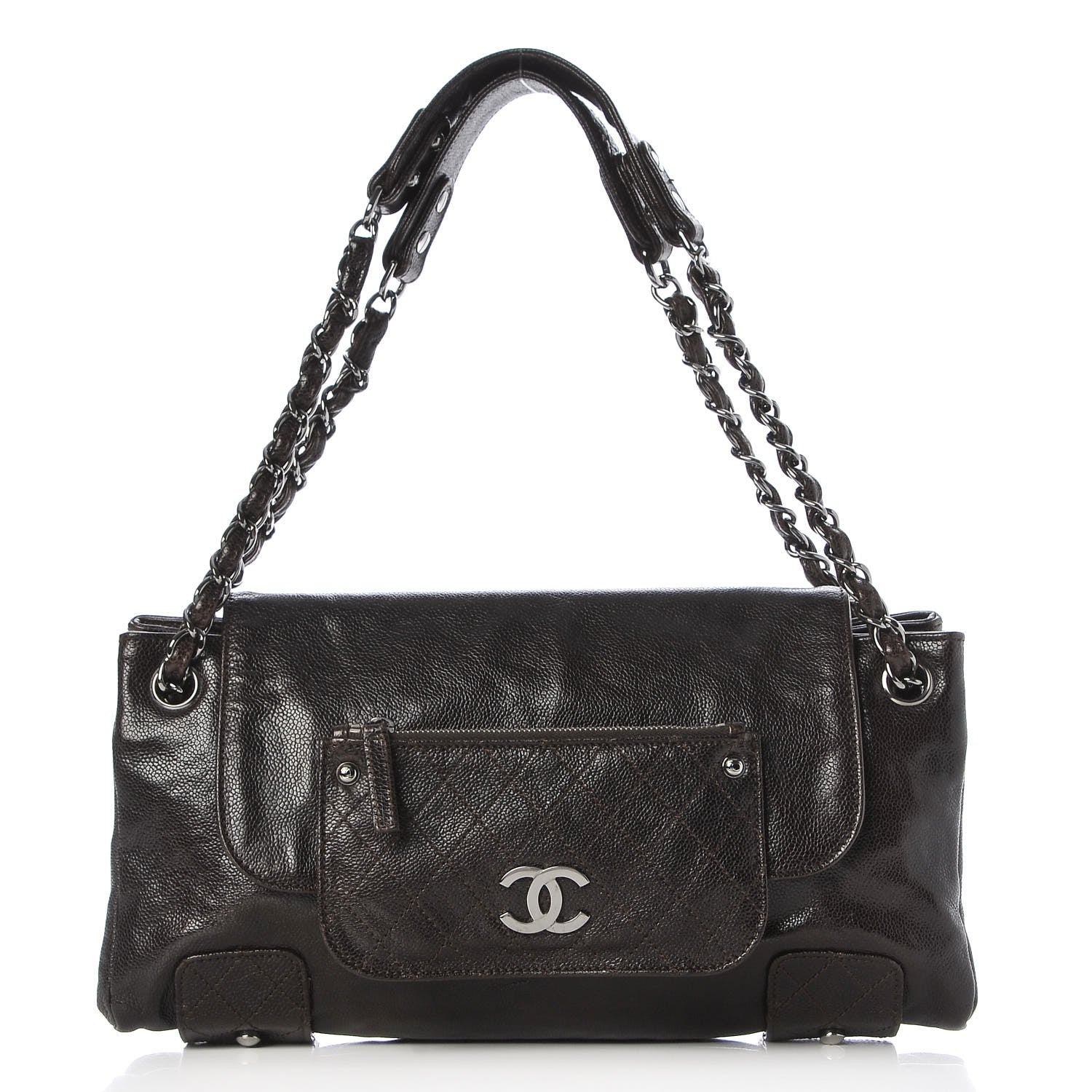 Chanel Glazed Caviar Pocket In The City Tote Brown 1 of 7