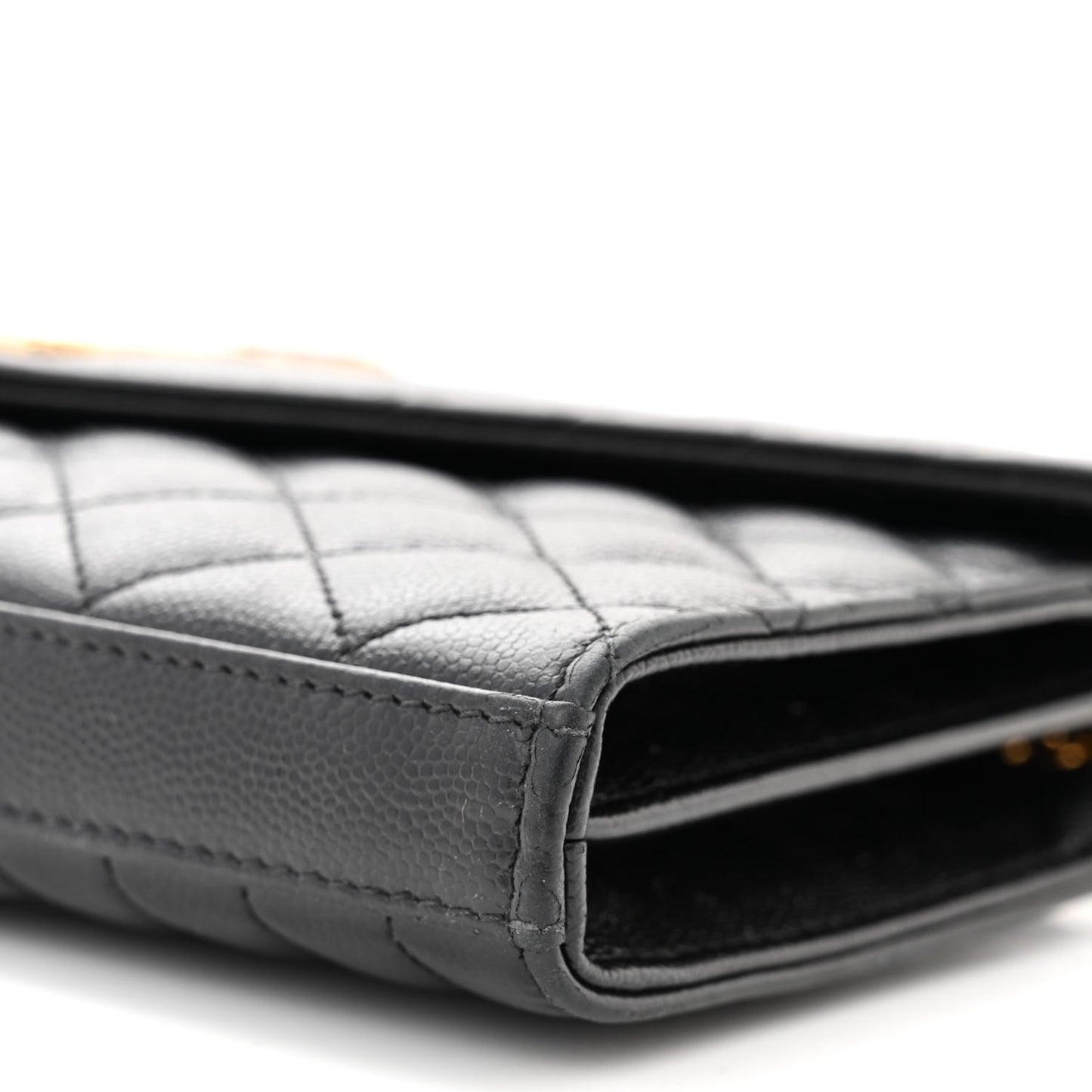 Grain De Poudre Mixed Matelasse Triquilt Monogram Chain Wallet Black