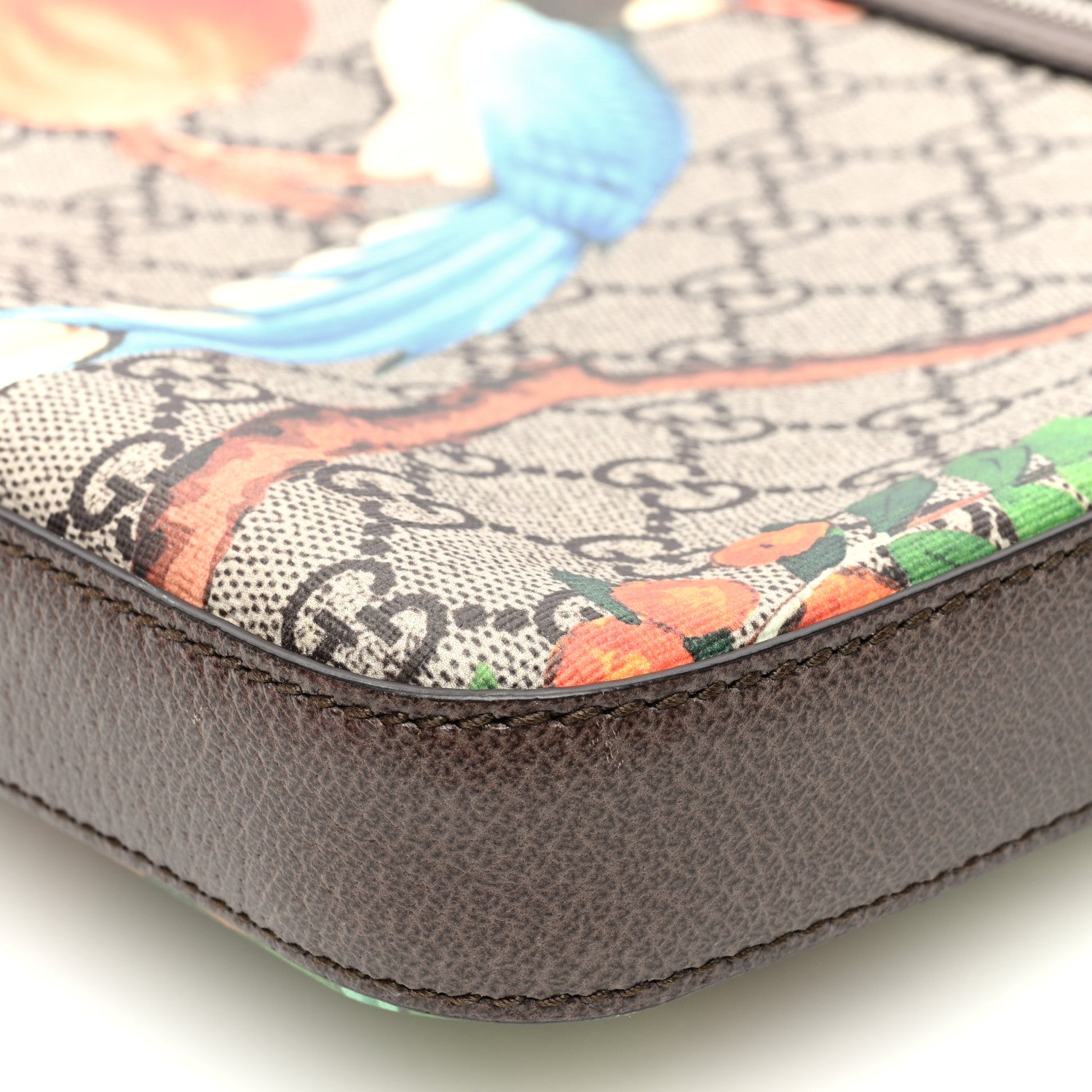 Gucci GG Supreme Monogram Tian Web Medium Flat Messenger Beige Multicolor New Acero 10 of 10