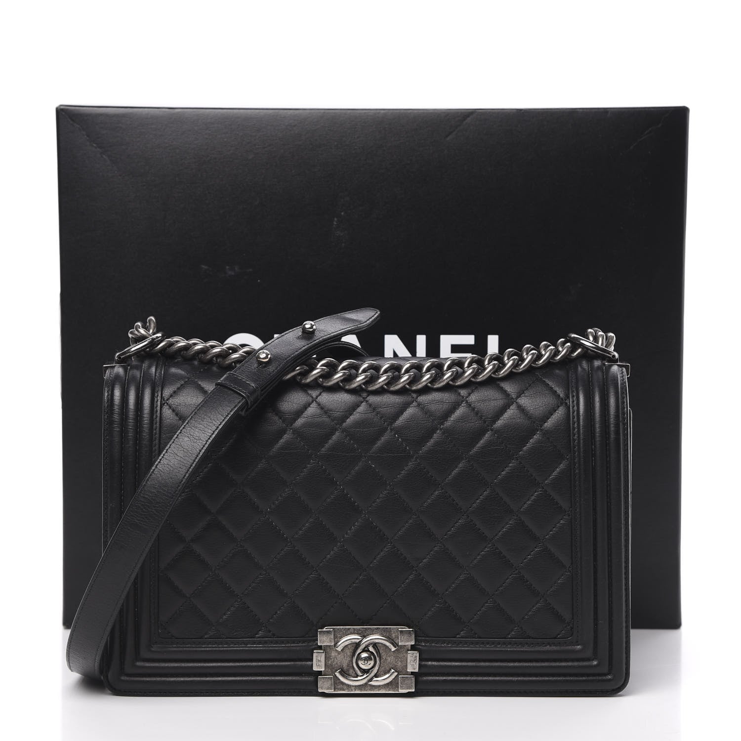 Chanel Calfskin Quilted New Medium Boy Flap Black 15 of 15