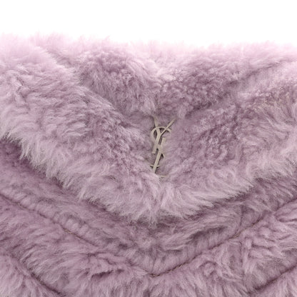 Saint Laurent Shearling Quilted Monogram Loulou Puffer Pouch Clutch Lilac 8 of 10