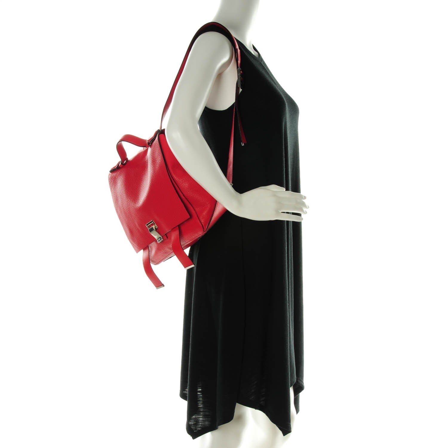 Proenza Schouler Pebbled Calfskin PS Courier Backpack Red 2 of 9