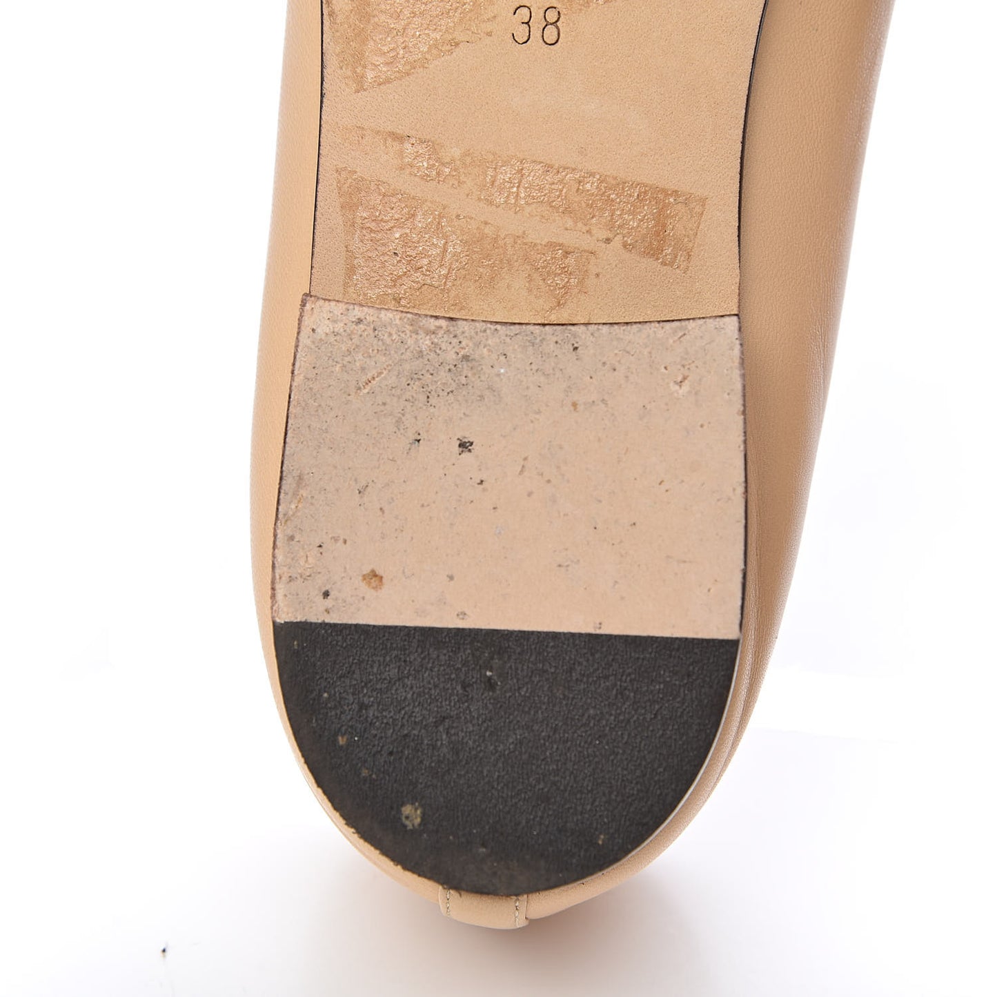 Lambskin Cap Toe CC Ballerina Flats 38 Beige Black