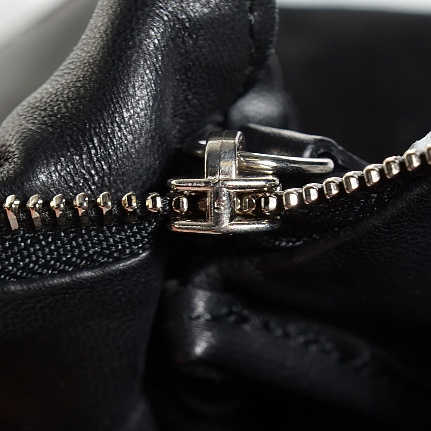 Perforated Leather Ally Mixed Media Patchwork Clutch Black White