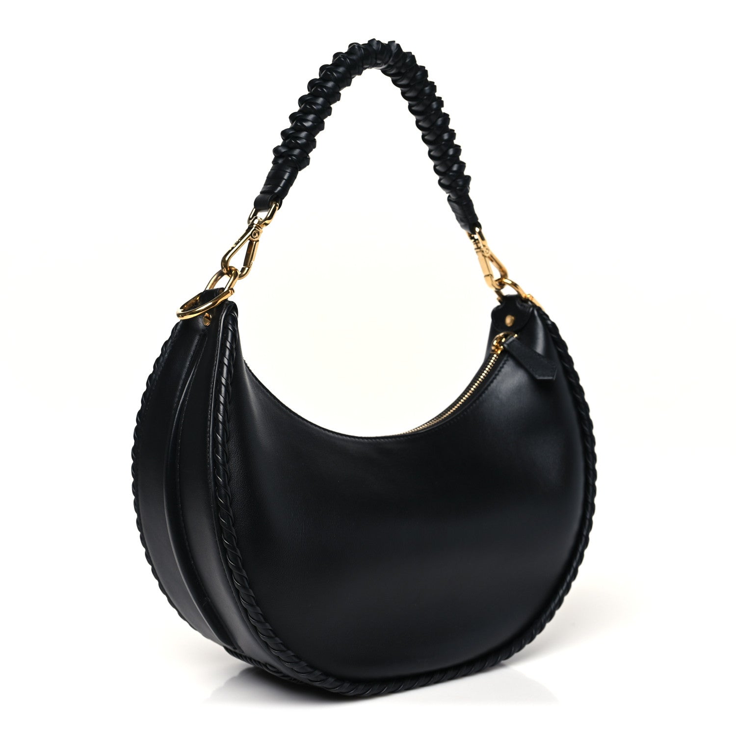 Fendi Vitello Grace Matte Whipstitch Small Fendigraphy Hobo Bag Black 3 of 10