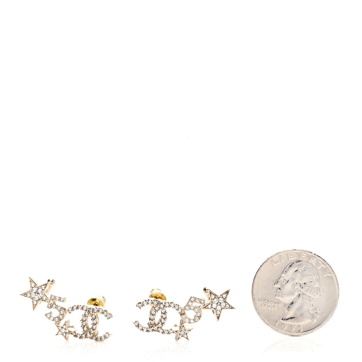 Chanel Crystal Star 5 CC Earrings Gold 2 of 5