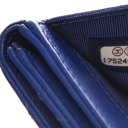 Chanel Lambskin Quilted Compact French Flap Wallet Blue 8 of 11