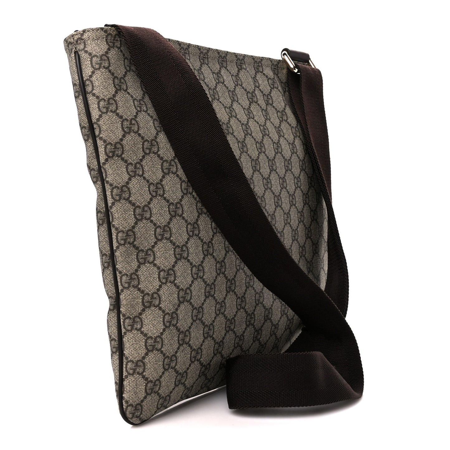 GG Supreme Monogram Medium Flat Messenger Bag Dark Brown