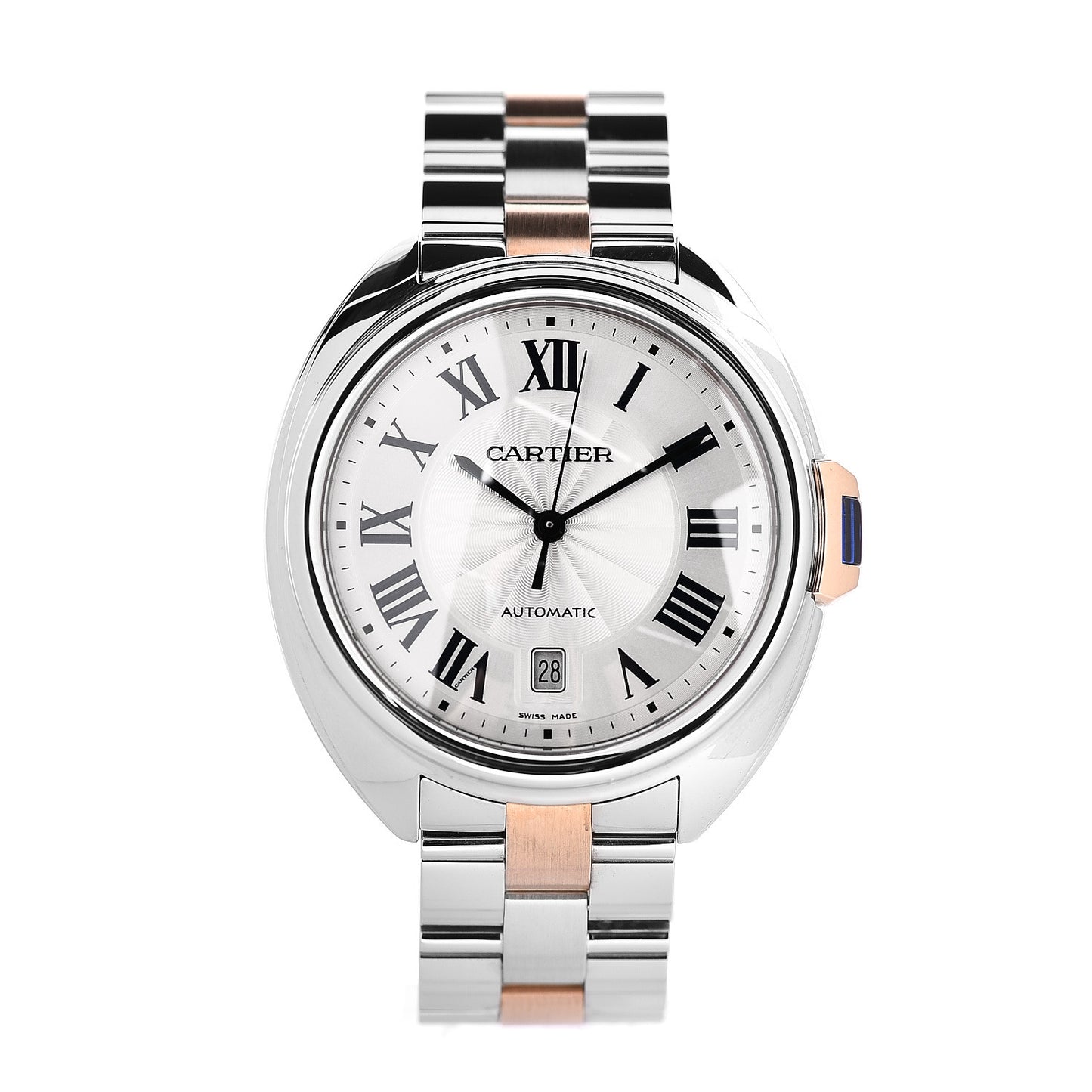 Stainless Steel 18K Pink Gold 40mm Cle De Automatic Watch