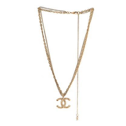 Chanel Crystal CC Multi Strand Chain Necklace Gold 3 of 6