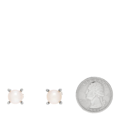 David Yurman Sterling Silver Diamond Pearl 10mm Cable Stud Earrings 2 of 5