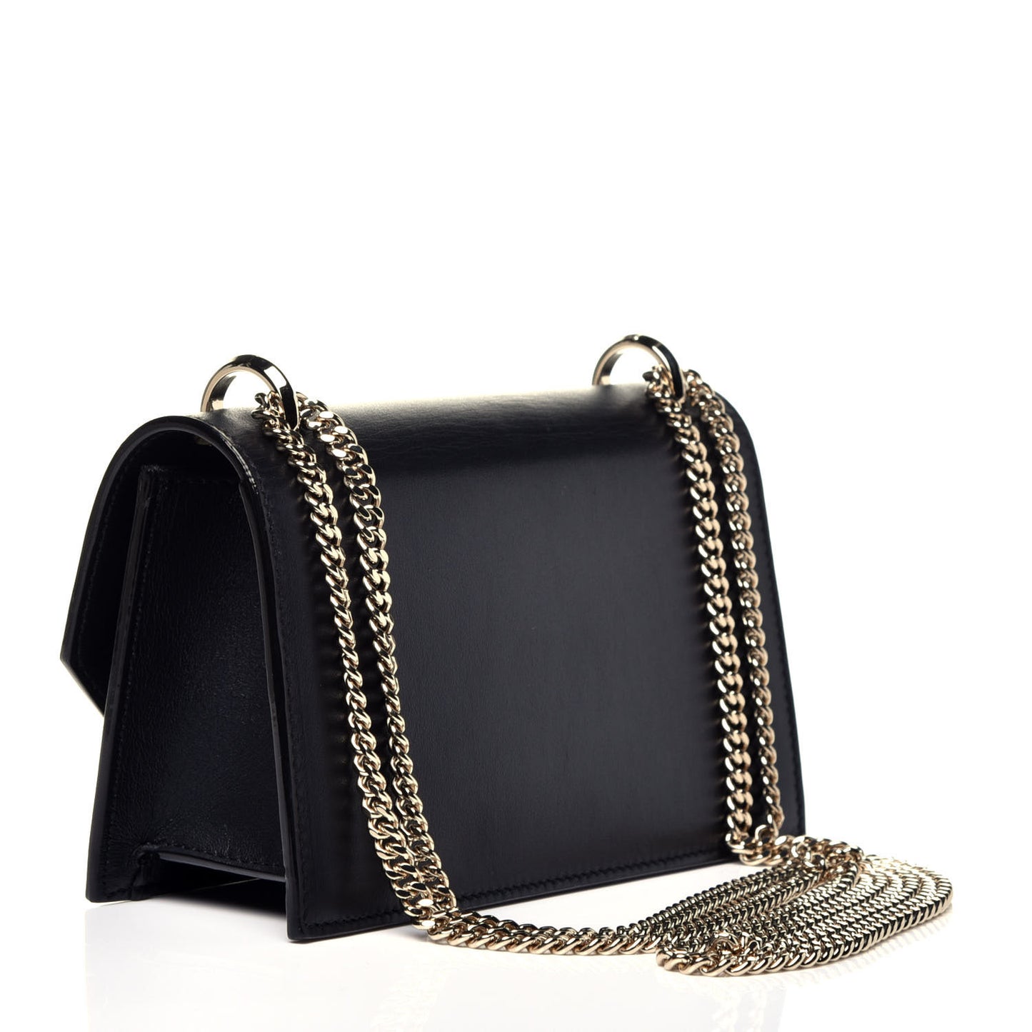 Smooth Calfskin Crystal Snake Buckle Paris Crossbody Bag Black