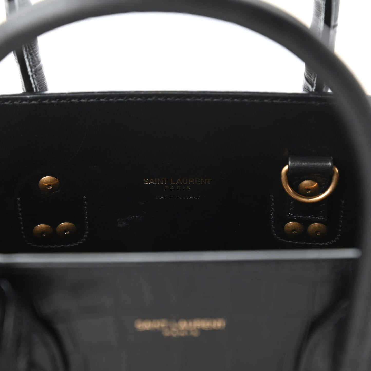 Calfskin Crocodile Embossed Baby Sac De Jour Black