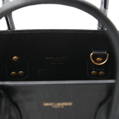 Saint Laurent Calfskin Crocodile Embossed Baby Sac De Jour Black 6 of 9