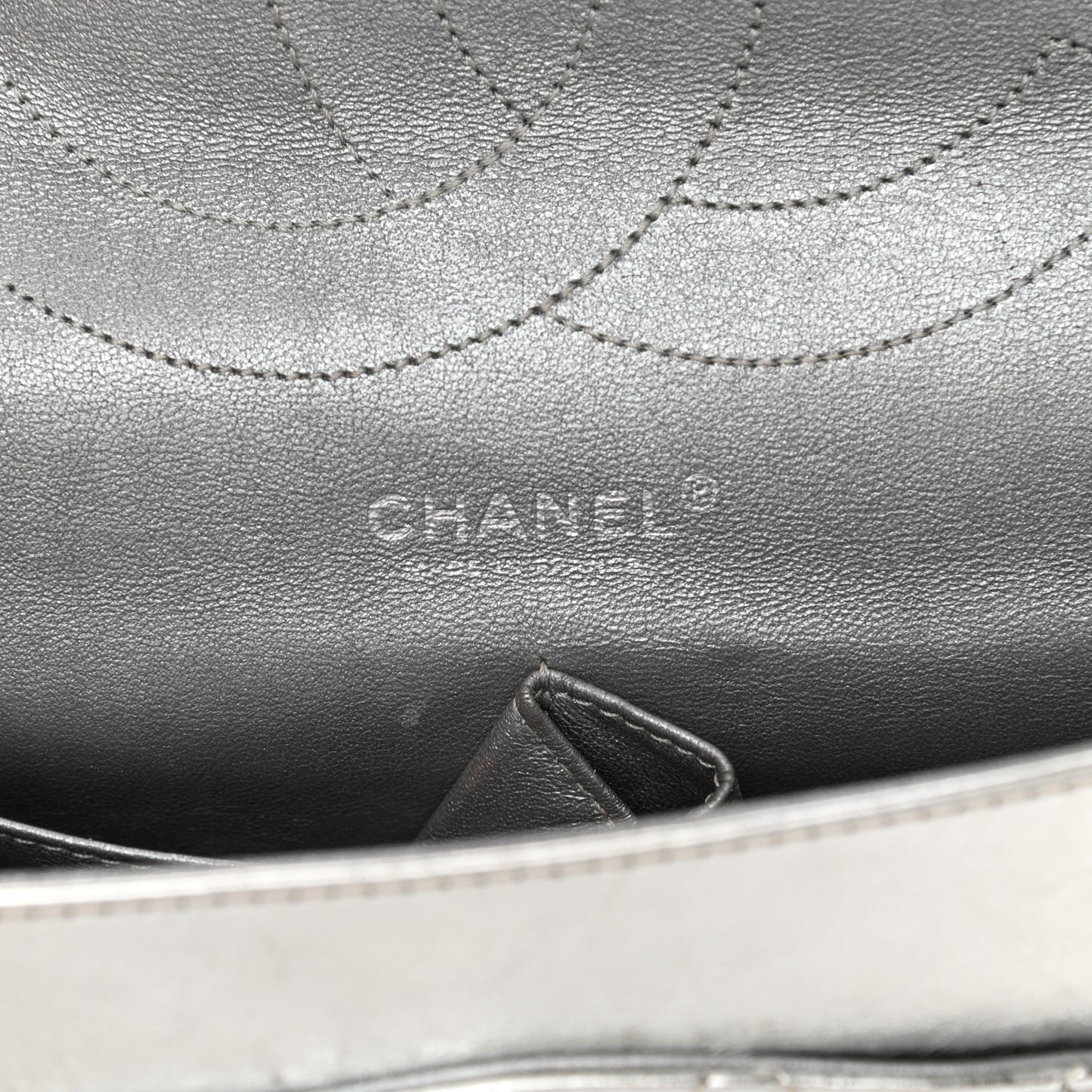 Metallic Aged Calfskin Quilted 2.55 Reissue 227 Flap Silver