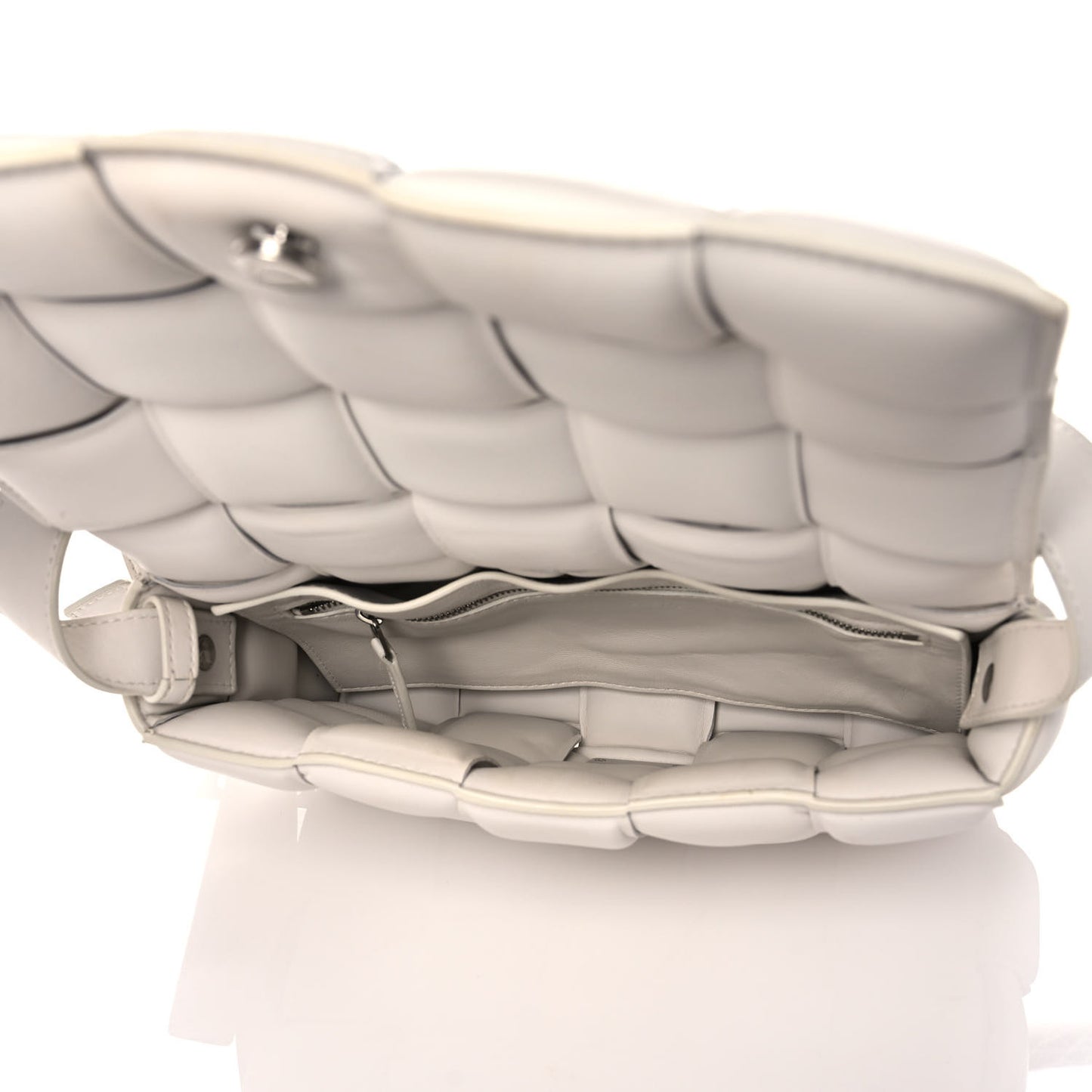 Nappa Maxi Intreccio Padded Cassette Crossbody Bag Chalk